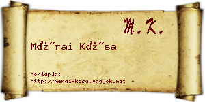 Mérai Kósa névjegykártya